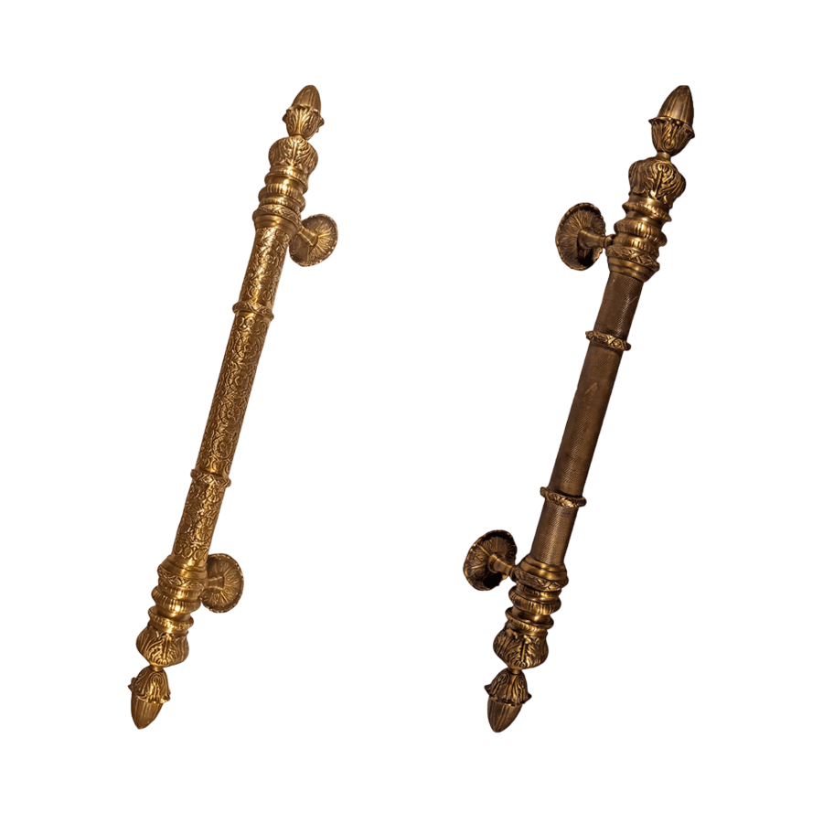 FANCY BRASS DOOR HANDLE (ANTIQUE)